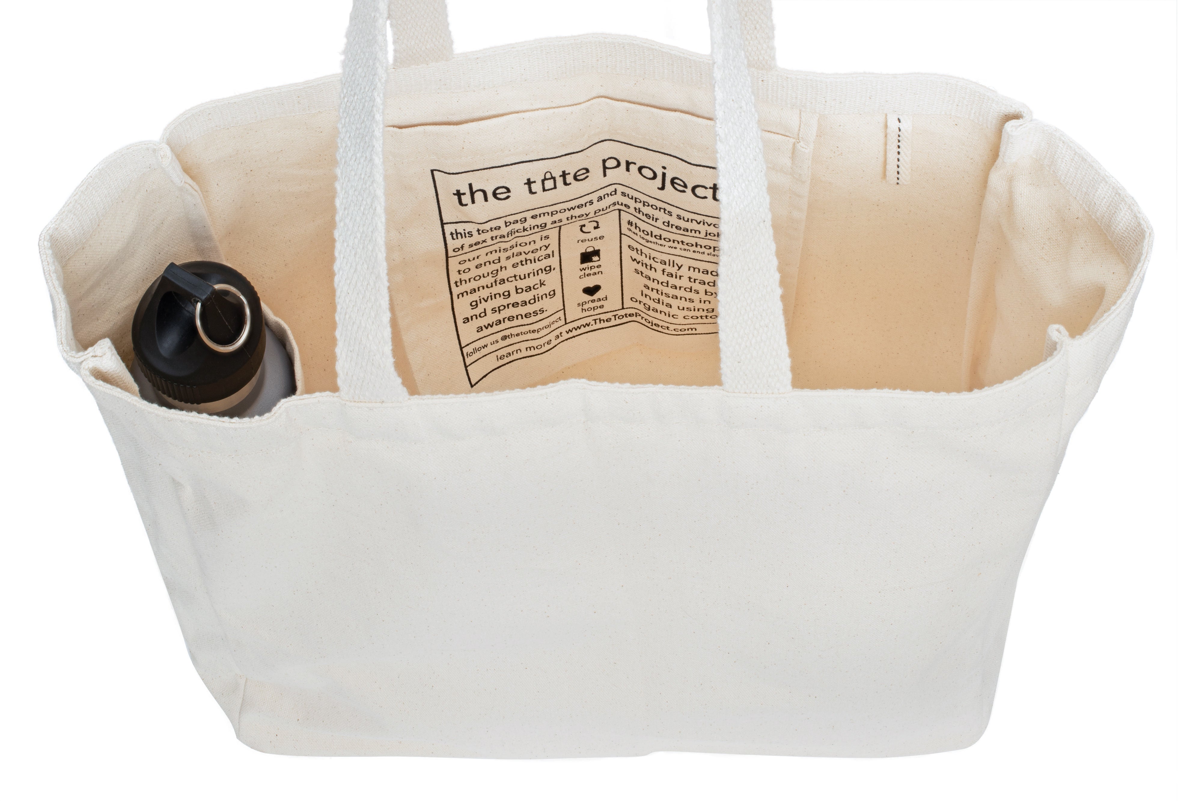 Tote with side best sale pocket for water bottle